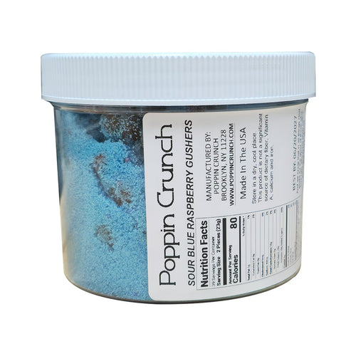 Poppin Crunch Intense Blue Raspberry Gushers Candy Snacks Choice of Sweet or Sour Bonbon Candies Corn Sugar - 3 Size Options