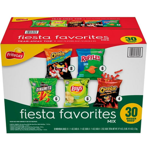 Frito-Lay Fiesta Favorites Mix, Variety Pack Chips & Snacks, 30 pk.